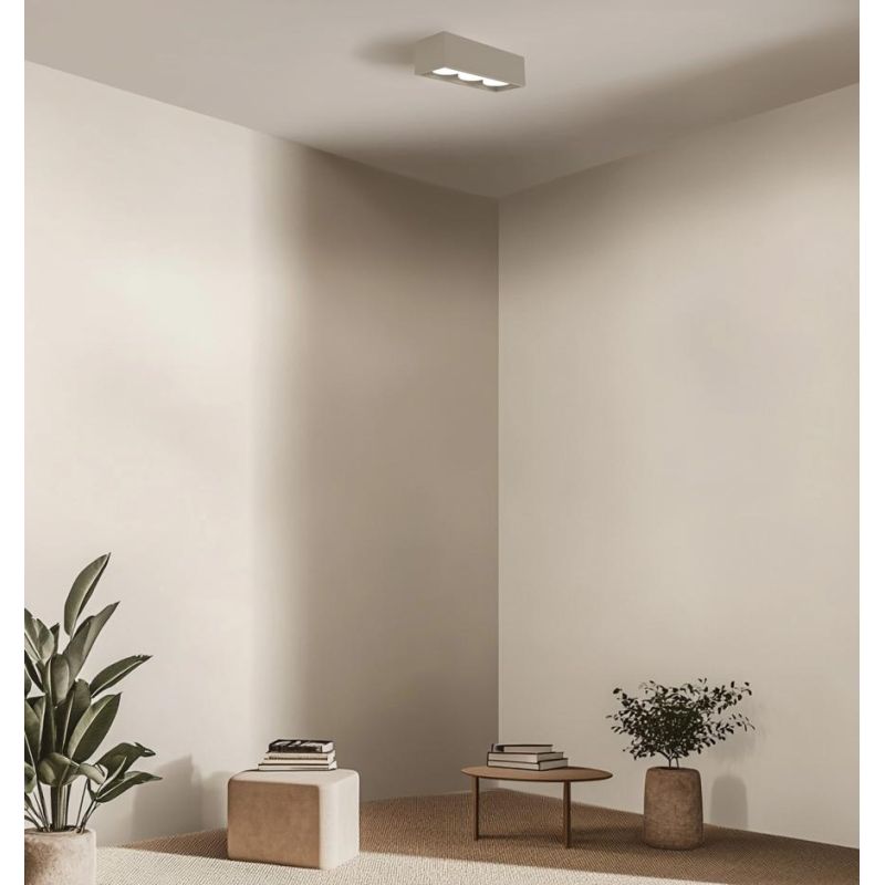 CAGE PLAFONIERA 3 LUCI RETTANGOLARE IN ALLUMINIO BIANCO,NERO,SABBIA LAMPADINE ATTACCO GX53 DESIGN MODERNO
