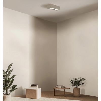 CAGE PLAFONIERA 3 LUCI RETTANGOLARE IN ALLUMINIO BIANCO,NERO,SABBIA LAMPADINE ATTACCO GX53 DESIGN MODERNO