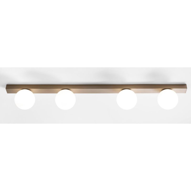 NIVIS LAMPADA DA PARETE O SOFFITTO LINEARE 4 LUCI SABBIA E ANTRACITE SFERE IN VETRO LAMPADINE ATTACCO G9 L90 CM