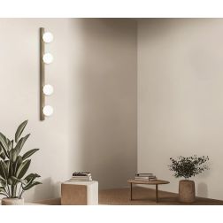 NIVIS LAMPADA DA PARETE O SOFFITTO LINEARE 4 LUCI SABBIA E ANTRACITE SFERE IN VETRO LAMPADINE ATTACCO G9 L90 CM