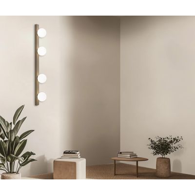 NIVIS LAMPADA DA PARETE O SOFFITTO LINEARE 4 LUCI SABBIA E ANTRACITE SFERE IN VETRO LAMPADINE ATTACCO G9 L90 CM