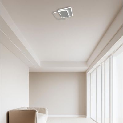 DECLINE 2 PLAFONIERA LED 50W LUCE CCT 3000K-4000K IN METALLO BIANCO E SABBIA DESIGN MODERNO