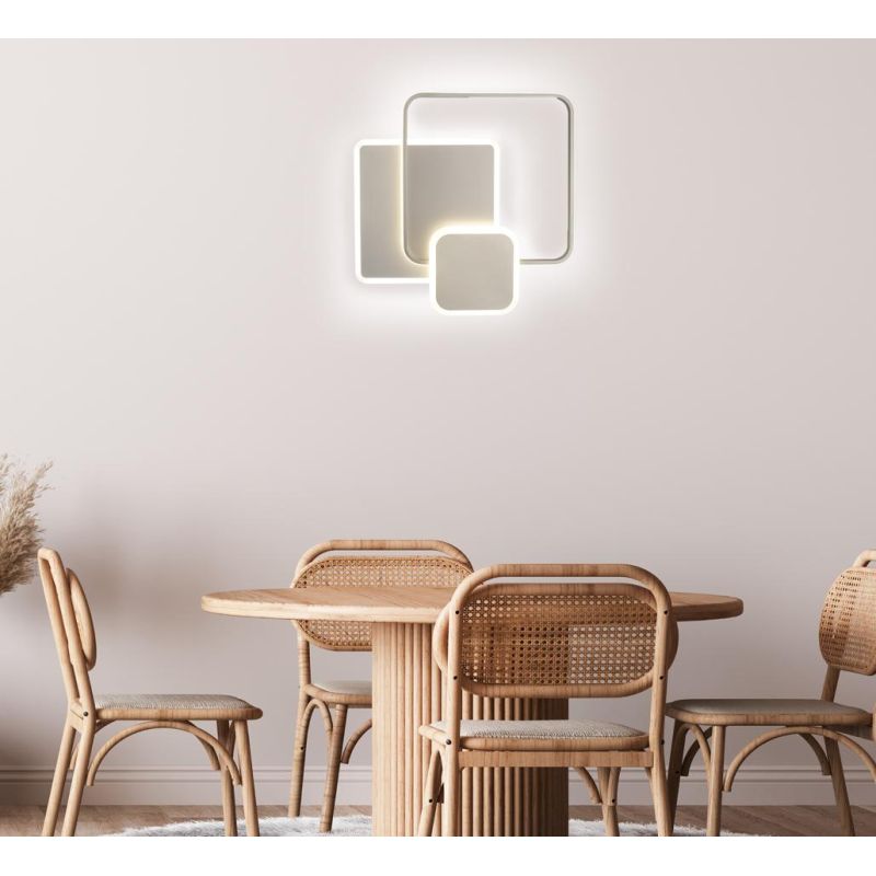 DECLINE 3 PLAFONIERA LED 60W LUCE CCT 3000K-4000K IN METALLO BIANCO E SABBIA DESIGN MODERNO