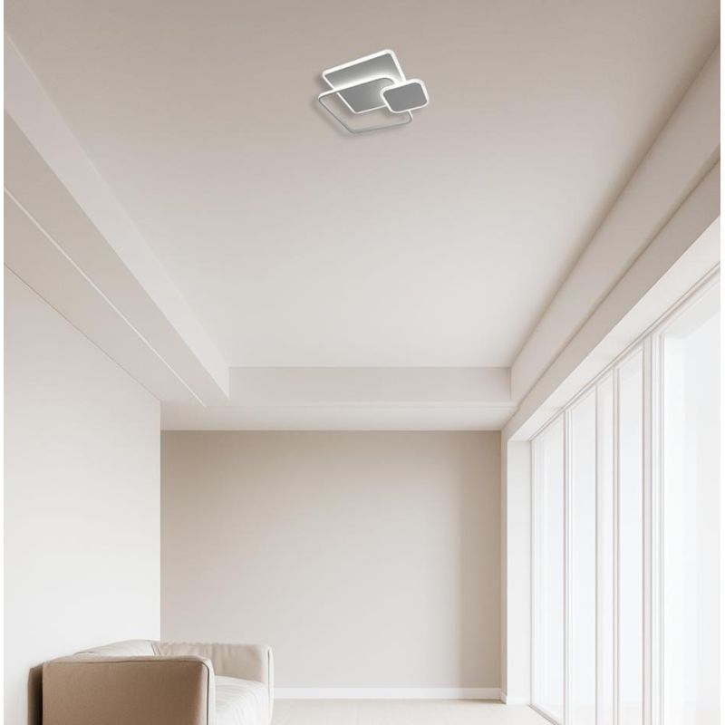 DECLINE 3 PLAFONIERA LED 60W LUCE CCT 3000K-4000K IN METALLO BIANCO E SABBIA DESIGN MODERNO