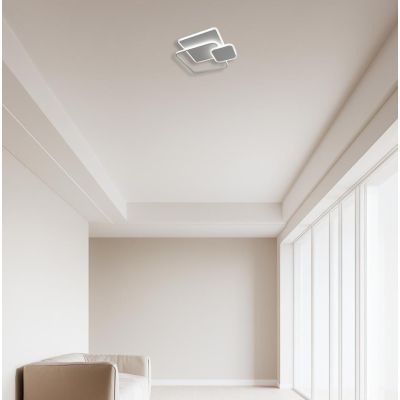 DECLINE 3 PLAFONIERA LED 60W LUCE CCT 3000K-4000K IN METALLO BIANCO E SABBIA DESIGN MODERNO