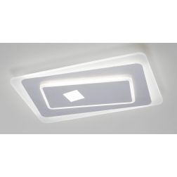 BRIGHTON PLAFONIERA RETTANGOLARE LED 40W LUCE CCT 3000K-4000K IN METALLO BIANCO E SABBIA MODERNA