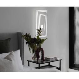 BRIGHTON PLAFONIERA RETTANGOLARE LED 40W LUCE CCT 3000K-4000K IN METALLO BIANCO E SABBIA MODERNA 2