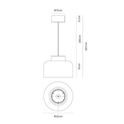 BOTTONE SOSPENSIONE SINGOLA 4 COLORI LED INTEGRATO DIMMERABILE TELECOMANDO INCLUSO IN 2 MISURE