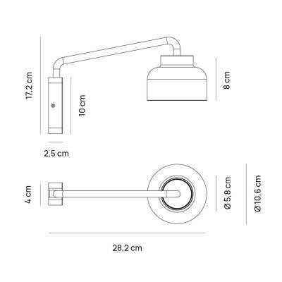 BOTTONE LAMPADA DA PARETE CON BRACCIO IN ALLUMINIO 4 COLORI LAMPADINA ATTACCO GX53 DESIGN MODERNO