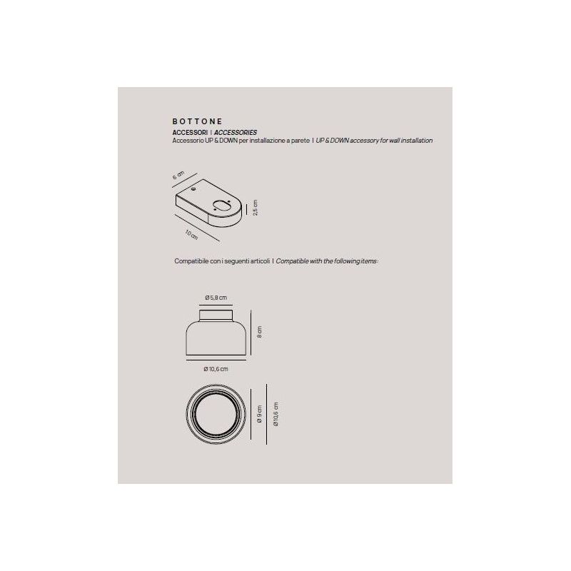 BOTTONE APPLIQUE UP & DOWN IN ALLUMINIO 4 COLORI LAMPADINE ATTACCO GX53 DESIGN MODERNO
