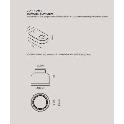 BOTTONE APPLIQUE UP & DOWN IN ALLUMINIO 4 COLORI LAMPADINE ATTACCO GX53 DESIGN MODERNO