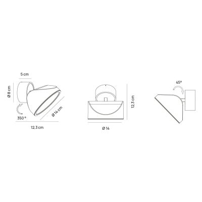 TARP APPLIQUE ORIENTABILE ANTRACITE, BIANCO E SABBIA LED 13W LUCE CCT 2700K-3000K-4000K DESIGN MODERNO
