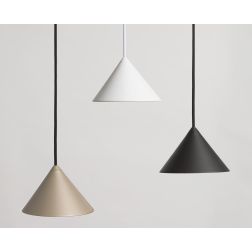 LUMINELLE SOSPENSIONE CONICA IN ALLUMINIO ANTRACITE, BIANCO E SABBIA 2 MISURE LAMPADINA ATTACCO GX53 MODERNA