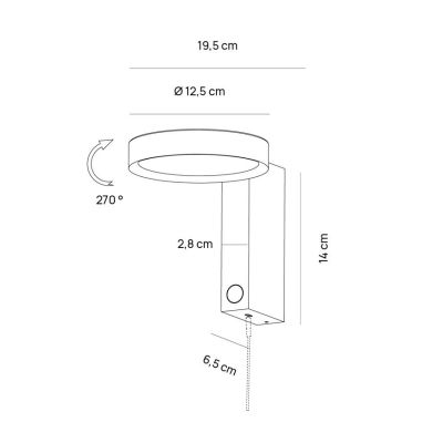 NOXIS APPLIQUE ORIENTABILE LED 13W LUCE CCT 2700K,3000K,4000K DIMMERABILE CON PORTA USB ALLUMINIO 3 COLORI