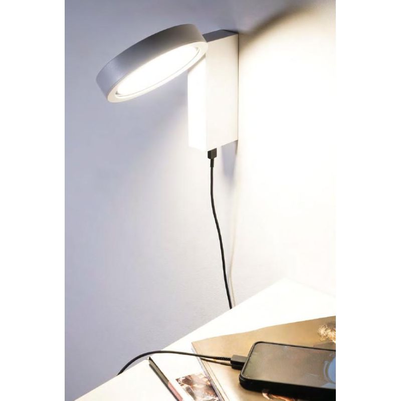 NOXIS APPLIQUE ORIENTABILE LED 13W LUCE CCT 2700K,3000K,4000K DIMMERABILE CON PORTA USB ALLUMINIO 3 COLORI