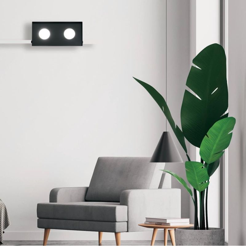 MULTIPOP APPLIQUE PLAFONIERA 2 LUCI IN ALLUMINIO 7 COLORI RETTANGOLARE LAMPADINE ATTACCO GX53 MODERNA