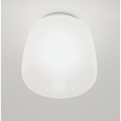 ETHEREA PLAFONIERA BIANCA IN VETRO 2 MISURE CON LAMPADINA ATTACCO E27 DESIGN MODERNO