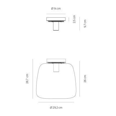 ETHEREA PLAFONIERA BIANCA IN VETRO 2 MISURE CON LAMPADINA ATTACCO E27 DESIGN MODERNO