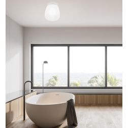 ETHEREA PLAFONIERA BIANCA IN VETRO 2 MISURE CON LAMPADINA ATTACCO E27 DESIGN MODERNO 2