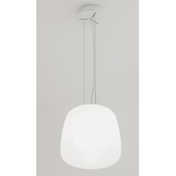 ETHEREA SOSPENSIONE SINGOLA BIANCA IN VETRO 2 MISURE CON LAMPADINA ATTACCO E27 DESIGN MODERNO