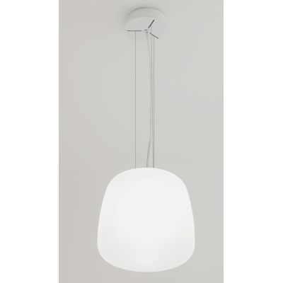 ETHEREA SOSPENSIONE SINGOLA BIANCA IN VETRO 2 MISURE CON LAMPADINA ATTACCO E27 DESIGN MODERNO