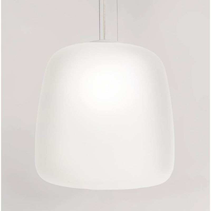 ETHEREA SOSPENSIONE SINGOLA BIANCA IN VETRO 2 MISURE CON LAMPADINA ATTACCO E27 DESIGN MODERNO