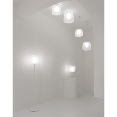 ETHEREA SOSPENSIONE SINGOLA BIANCA IN VETRO 2 MISURE CON LAMPADINA ATTACCO E27 DESIGN MODERNO