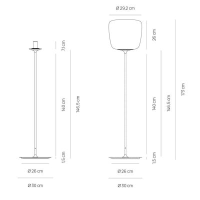 ETHEREA LAMPADA DA TERRA IN VETRO BIANCO ALTEZZA 173 CM CON LAMPADINA ATTACCO E27 DESIGN MODERNO