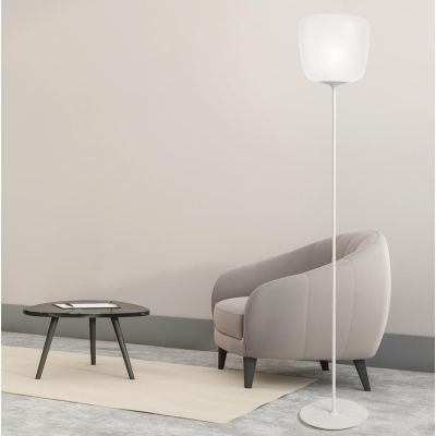 ETHEREA LAMPADA DA TERRA IN VETRO BIANCO ALTEZZA 173 CM CON LAMPADINA ATTACCO E27 DESIGN MODERNO