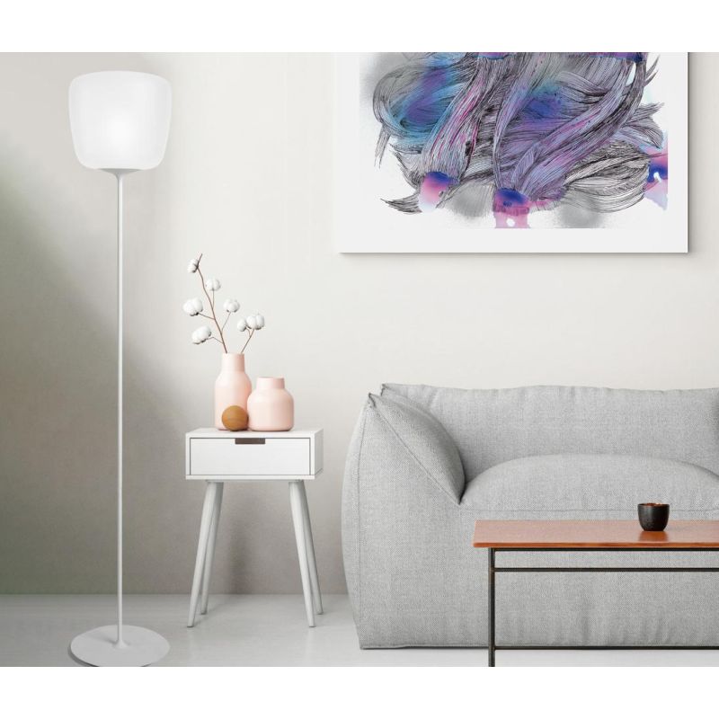 ETHEREA LAMPADA DA TERRA IN VETRO BIANCO ALTEZZA 173 CM CON LAMPADINA ATTACCO E27 DESIGN MODERNO