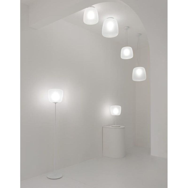 ETHEREA LAMPADA DA TERRA IN VETRO BIANCO ALTEZZA 173 CM CON LAMPADINA ATTACCO E27 DESIGN MODERNO