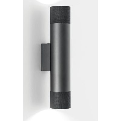 ENIGMA APPLIQUE CILINDRICA H30 CM LUCE SOPRA SOTTO ALLUMINIO ANTRACITE LAMPADINE 2XGU10 MODERNA