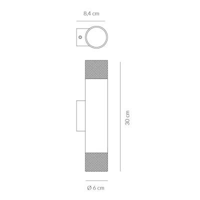 ENIGMA APPLIQUE CILINDRICA H30 CM LUCE SOPRA SOTTO ALLUMINIO ANTRACITE LAMPADINE 2XGU10 MODERNA