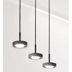ENIGMA SOSPENSIONE 3 LUCI DECENTRATA IN ALLUMINIO ANTRACITE CON LAMPADINE ATTACCO GX53 DESIGN MODERNO 2