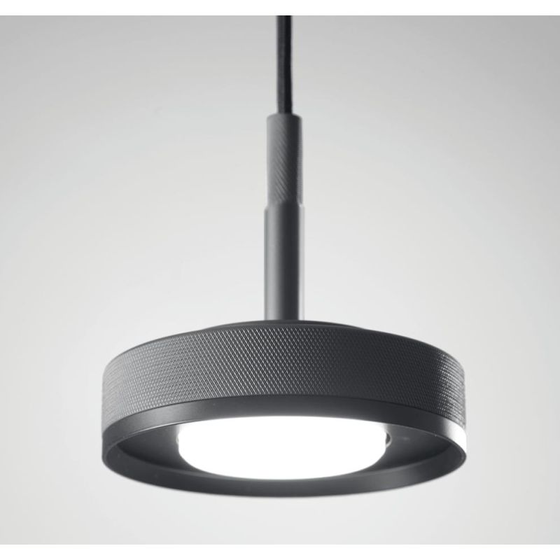ENIGMA SOSPENSIONE 6 LUCI DECENTRATA IN ALLUMINIO ANTRACITE CON LAMPADINE ATTACCO GX53 DESIGN MODERNO