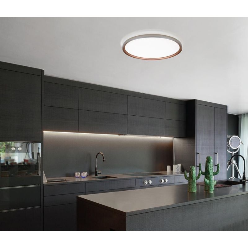 ATENA PLAFONIERA D40CM LED 36W LUCE CCT 3000K-4000K BIEMISSIONE ALLUMINIO 5 COLORI DESIGN MODERNO