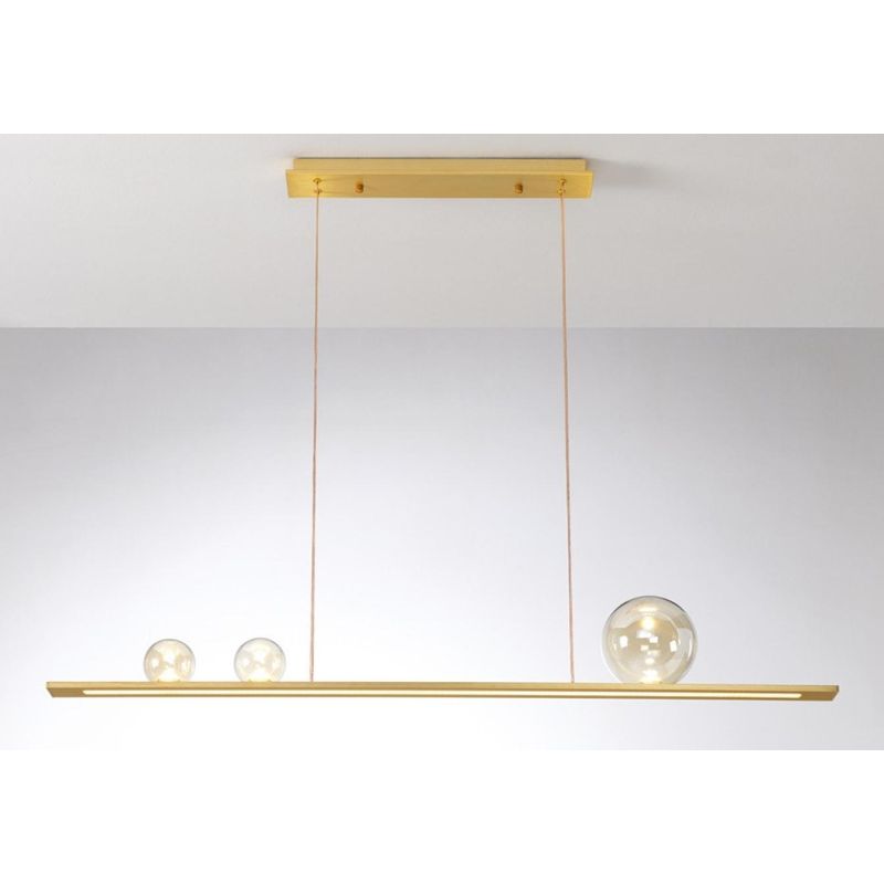 MOONLIGHT SOSPENSIONE ORIGINALE LINEARE LED 36W LUCE 3000K IN ALLUMINIO E VETRO 3 FINITURE L120 CM MODERNA