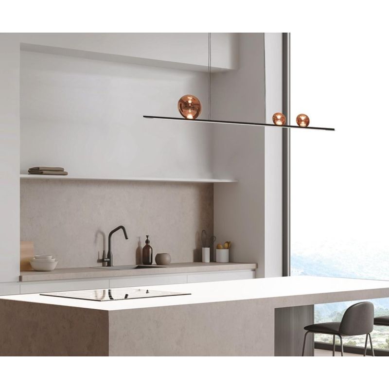 MOONLIGHT SOSPENSIONE ORIGINALE LINEARE LED 36W LUCE 3000K IN ALLUMINIO E VETRO 3 FINITURE L120 CM MODERNA
