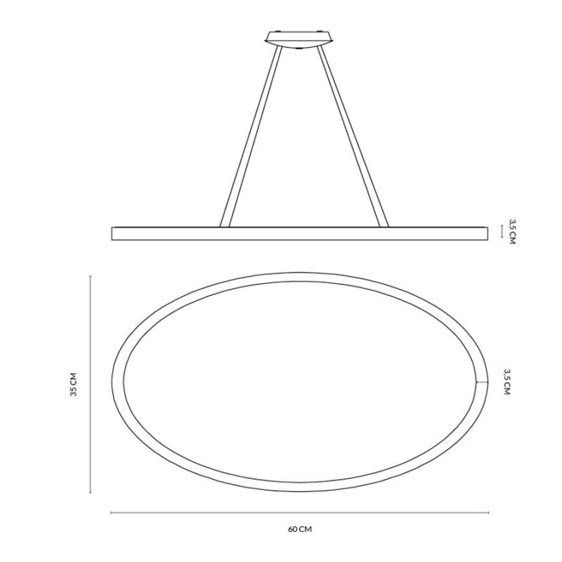 LIFERING SOSPENSIONE SINGOLA OVALE LED 40W LUCE CCT 3000K-4000K ALLUMINIO 5 COLORI L60 CM MODERNA