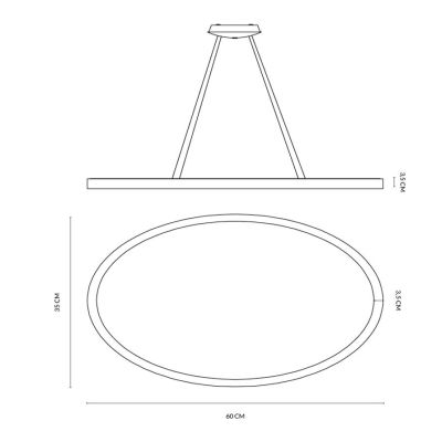 LIFERING SOSPENSIONE SINGOLA OVALE LED 40W LUCE CCT 3000K-4000K ALLUMINIO 5 COLORI L60 CM MODERNA