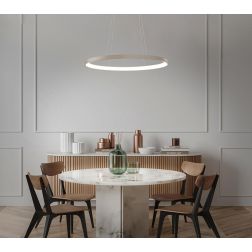 LIFERING SOSPENSIONE SINGOLA OVALE LED 50W LUCE CCT 3000K-4000K ALLUMINIO 5 COLORI L80 CM MODERNA 2