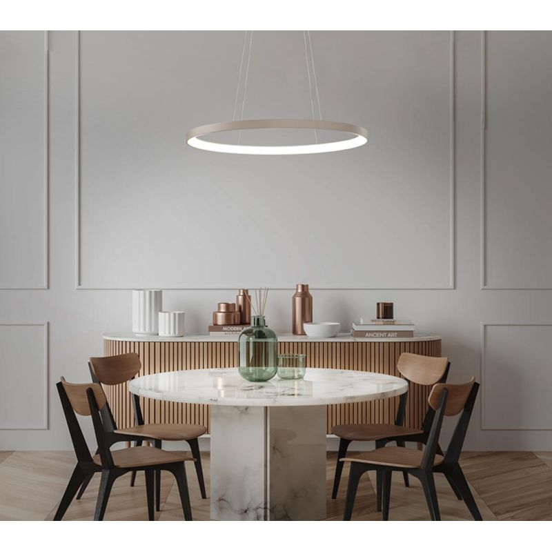 LIFERING SOSPENSIONE SINGOLA OVALE LED 50W LUCE CCT 3000K-4000K ALLUMINIO 5 COLORI L80 CM MODERNA