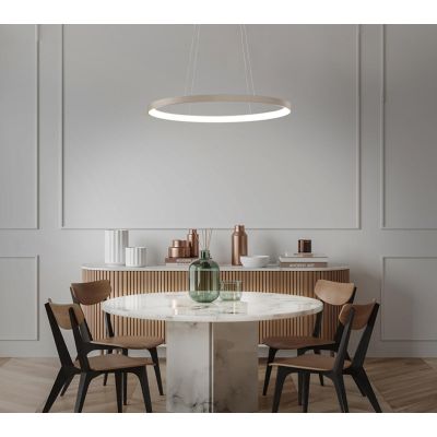 LIFERING SOSPENSIONE SINGOLA OVALE LED 50W LUCE CCT 3000K-4000K ALLUMINIO 5 COLORI L80 CM MODERNA