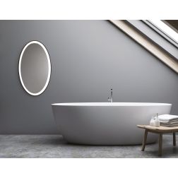 LIFERING LAMPADA SPECCHIO OVALE LED 28W LUCE 3000K IP40 ALLUMINIO 5 COLORI INTERRUTTORE TOUCH MODERNA