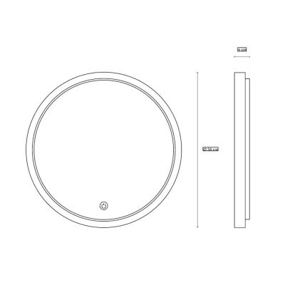 LIFERING LAMPADA SPECCHIO D58 CM LED 25W LUCE 3000K IP40 ALLUMINIO 5 COLORI INTERRUTTORE TOUCH MODERNA