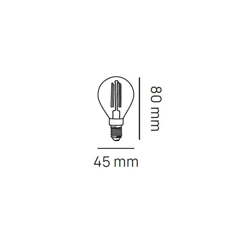 LAMPADINA FILAMENTO ATTACCO E14 LED 6W LUCE 3000K O 4000K DIAMETRO 45 MM