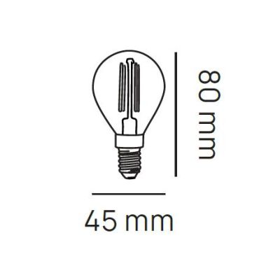 LAMPADINA FILAMENTO ATTACCO E14 LED 6W LUCE 3000K O 4000K DIAMETRO 45 MM