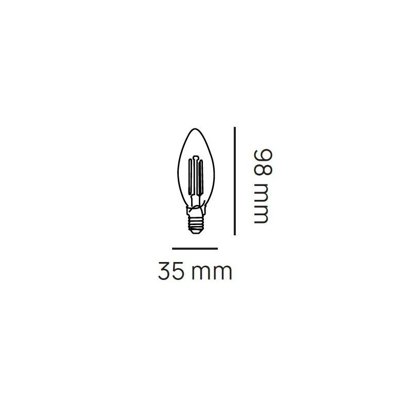 LAMPADINA A OLIVA  ATTACCO E14 LED 6W LUCE 3000K O 4000K DIAMETRO 35 MM FILAMENTO