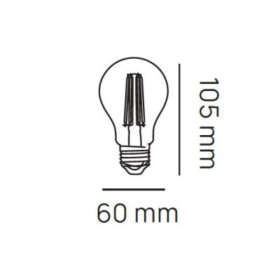 LAMPADINA A FILAMENTO ATTACCO E27 LED 8W LUCE 3000K O 4000K DIAMETRO 60 MM
