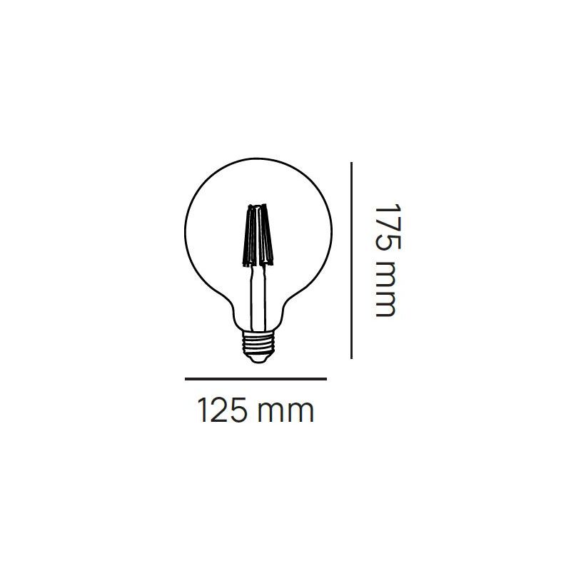 LAMPADINA GLOBO TRASPARENTE ATTACCO E27 LED 8W LUCE 3000K O 4000K DIAMETRO 125 MM FILAMENTO